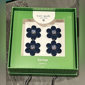 pair of Kate Spade New York x Target blue floral linear earrings Limited Edition